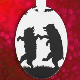 Vintage Tanzbären Schwarze Silhouette Bäume Owl Ornament
