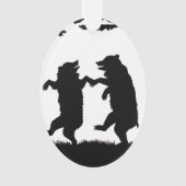 Vintage Tanzbären Schwarze Silhouette Bäume Owl Ornament (Vorderseite)
