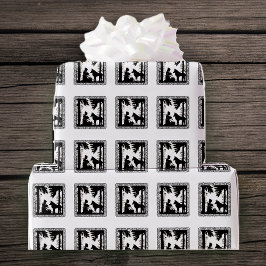 Vintage Tanzbären Schwarze Silhouette Geschenkpapier