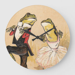 Vintage Tanzen-Frösche Große Wanduhr
