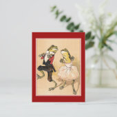 Vintage tanzende Frösche Postkarte (Stehend Vorderseite)
