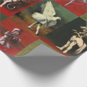 Vintage tanzende Kobolde Geschenkpapier (Ecke)