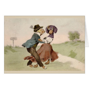 Vintage - tanzender Dachshund und Bulldogge,