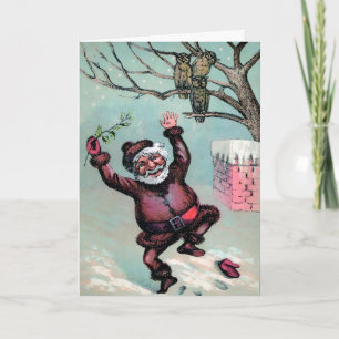 Vintage tanzender Weihnachtsmann-Feiertagskarte Feiertagskarte