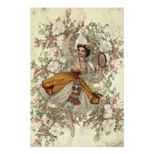 Vintage Tanzender Zigeuner Blumen Mix and Match Po Poster