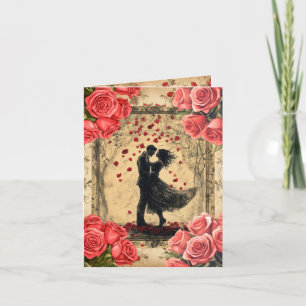 Vintage Tanzendes Paar Valentinstag Flache Feierta Feiertagskarte