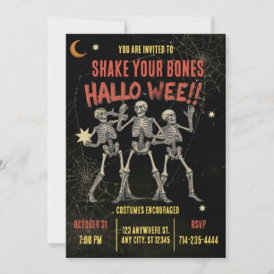 Vintage tanzendes Skelett Halloween Einladung