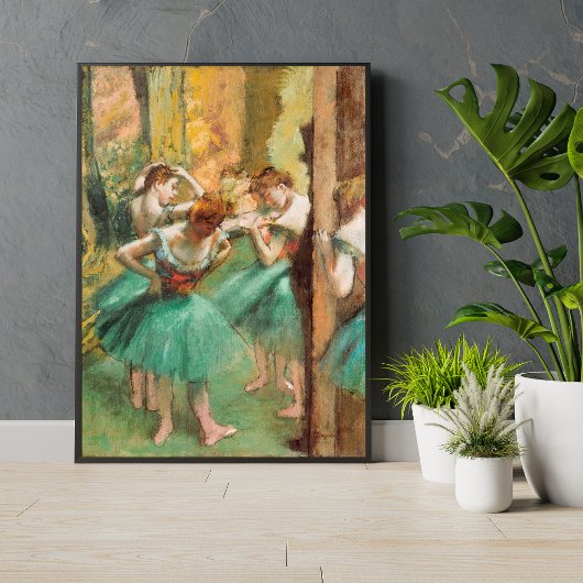 Vintage Tänzer, rosa und grüne Edgar Degas Poster