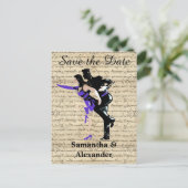 Vintage Tänzer Save the Date Ankündigungspostkarte (Stehend Vorderseite)