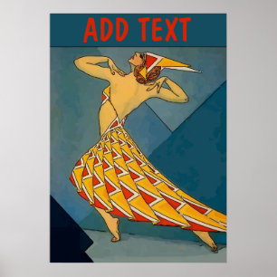 Vintage Tänzer, Text hinzufügen, bearbeiten Poster