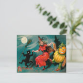 Vintage Tanzhexe Halloween Postkarte (Stehend Vorderseite)