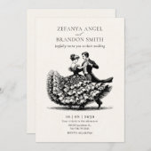 Vintage Tanzhochzeit Einladung (Vorne/Hinten)