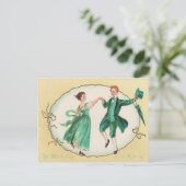 Vintage Tanzkarte St Patrick's Day Postkarte (Stehend Vorderseite)