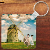 Vintage Tanzmädchen und Windmühle Schlüsselanhänger (Rückseite)