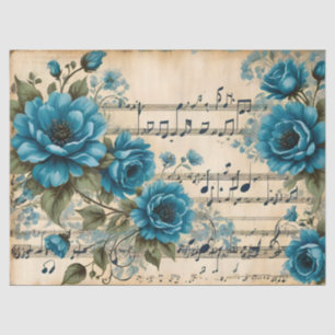 Vintage Tanzmusik Noten Florales Art Deco Design Seidenpapier