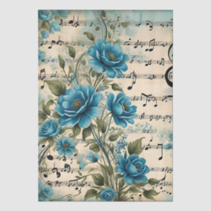 Vintage Tanzmusik-Noten Florales Art-Déco-Design Seidenpapier
