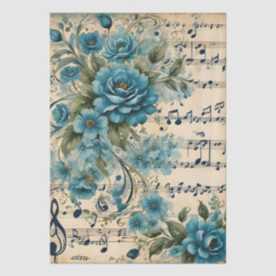 Vintage-Tanzmusiknoten Floral Deco Design Seidenpapier