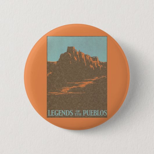 Vintage Taos Pueblos New Mexico, Reiseplaner Kunst Button (Vorderseite)