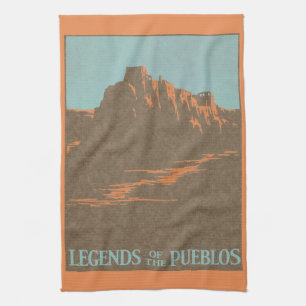 Vintage Taos Pueblos New Mexico, Reiseplaner Kunst Geschirrtuch