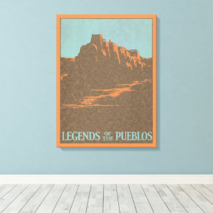 Vintage Taos Pueblos New Mexico, Reiseplaner Kunst Leinwanddruck