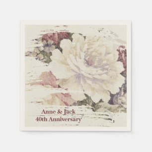 Vintage Tapestry-Rose zum 40. Jahrestag Serviette