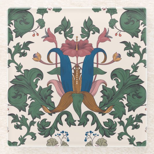 Vintage Tapete aus der Blumenrenaissance. Glasuntersetzer (Vorderseite)