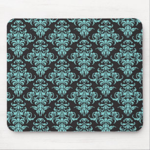 Vintage Tapete des Damastes blauer girly Chic Mousepad