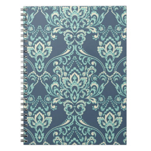 Vintage Tapete mit Blumen. Klassisches Barockflora Notizblock