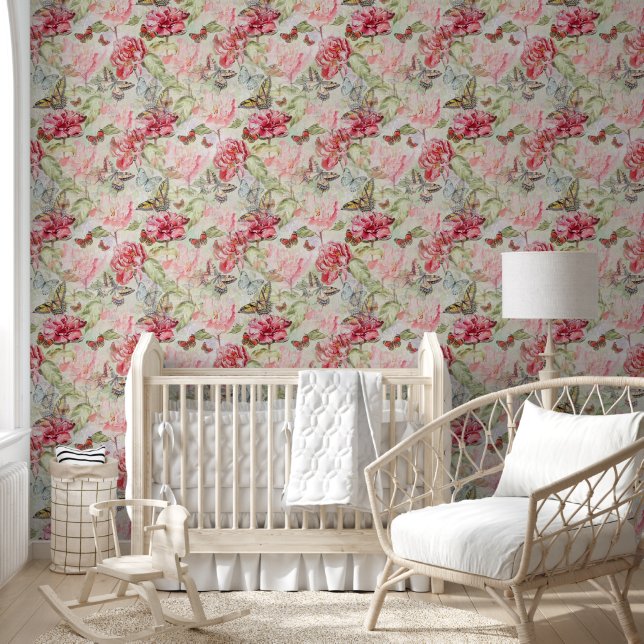 Vintage Tapete mit Blumenmuster - Nahtloses Muster (Kinder)