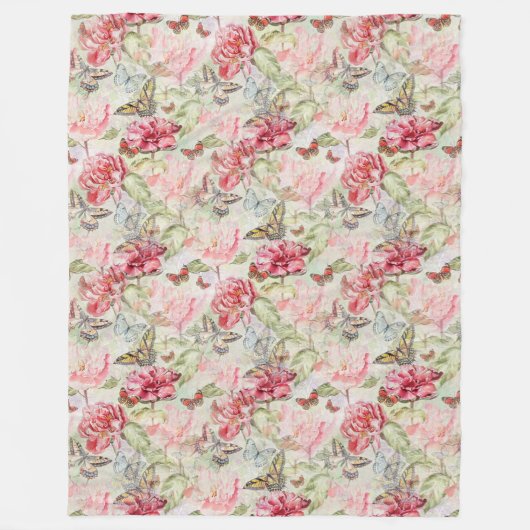 Vintage Tapete mit Blumenmuster - Nahtloses Muster Fleecedecke (Vorderseite)