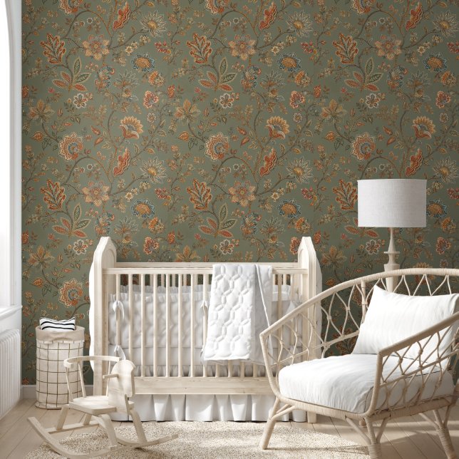 Vintage Tapete mit botanischem Blumenmuster | Salb (Kinder)