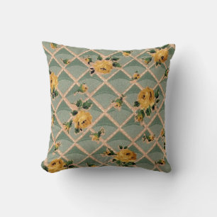 Vintage Tapete mit Gelben Rosen Kissen