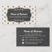 Vintage Tapete mit rosa Rose und Karton Visitenkarte (Vorne/Hinten)