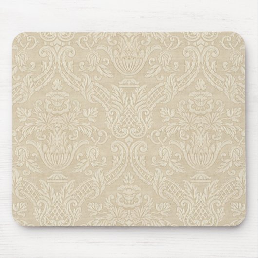 Vintage Tapeten-beige eleganter mit Blumendamast Mousepad (Vorne)