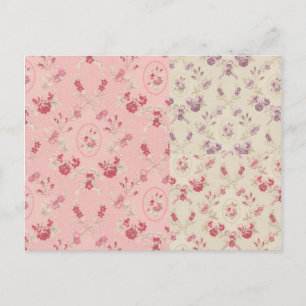 Vintage Tapeten Collage 3 Farben Floral Postkarte