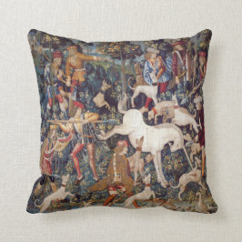 Vintage Tapisserie Print Hunting Unicorn Kissen