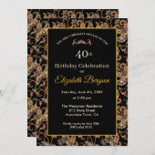 Vintage Tapiszierung am 40. Geburtstag Einladung (Vorne/Hinten)