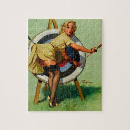 Vintage Target Archery Pinup Girl Puzzle