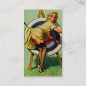 Vintage Target Archery Pinup Girl Visitenkarte (Rückseite)