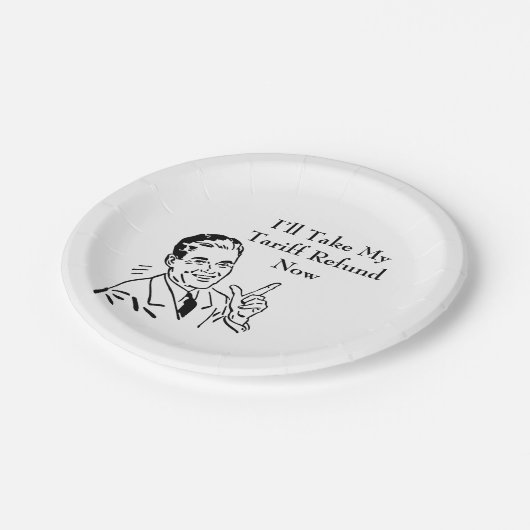 Vintage Tariff Refund Check Pappteller (Schrägansicht)