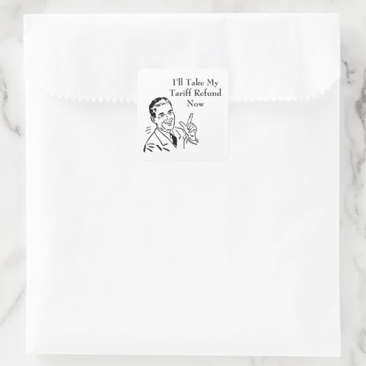 Vintage Tariff Refund Check Quadratischer Aufkleber (Tasche)