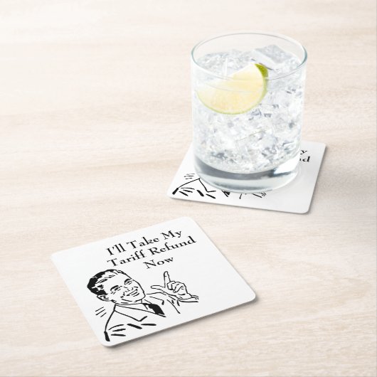 Vintage Tariff Refund Check Rechteckiger Pappuntersetzer (Vor Ort)