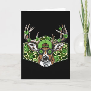 Vintage-Tarnung-Hirschjäger Lucky Shamrock-Bock St Karte