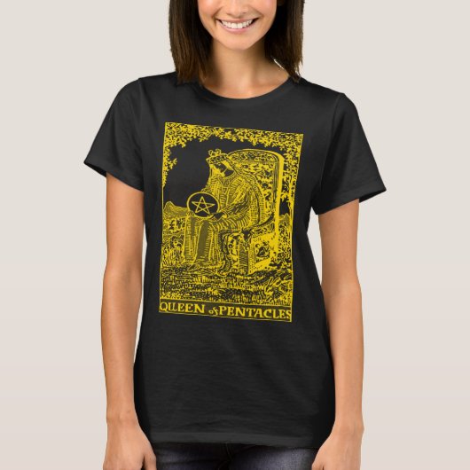 VINTAGE TAROT CARD QUEEN OF PENTACLES T-Shirt (Vorderseite)