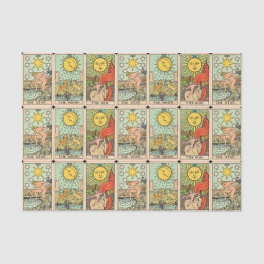 Vintage Tarot Cards Sun Moon Stars Seidenpapier (Vorderseite)