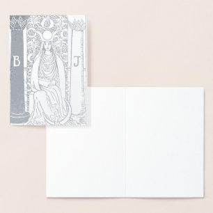 Vintage Tarot Hohepriesterin Silberfolie Mystisch  Folienkarte