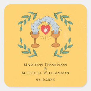 Vintage Tarot Karten Hochzeit Mystisch Quadratischer Aufkleber