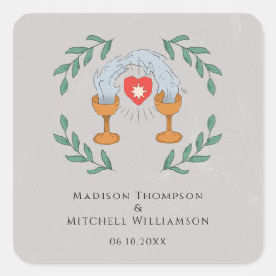 Vintage Tarot Karten Hochzeit Mystisch Quadratischer Aufkleber