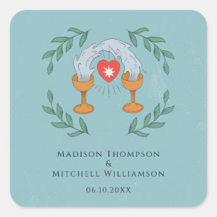 Vintage Tarot Karten Hochzeit Mystisch Quadratischer Aufkleber