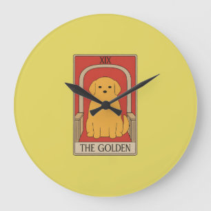 Vintage-Tarotkarte Der Golden Retriever Hund  Große Wanduhr